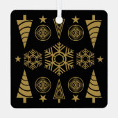 Gouden Art Nouveau Kerstmis Decoratief Metalen Ornament (Achterkant)