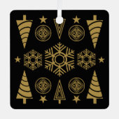 Gouden Art Nouveau Kerstmis Decoratief Metalen Ornament (Voorkant)