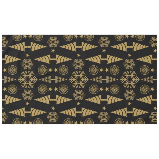 Gouden Art Nouveau Kerstmis Decoratief Tafelkleed (Voorkant (Horizontaal))