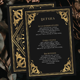 Gouden Art Nouveau Tarot Gotische bruiloft Details Informatiekaartje