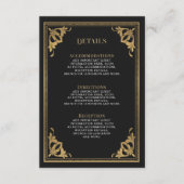 Gouden Art Nouveau Tarot Gotische bruiloft Details Informatiekaartje (Voorkant)