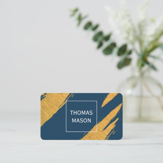 Gouden artistieke markeringen met witte doos visitekaartje (Staand voorkant)