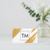 Gouden Artistieke Merken met Black Box Monogram Visitekaartje (Staand voorkant)