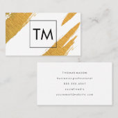 Gouden Artistieke Merken met Black Box Monogram Visitekaartje (Voorkant / Achterkant)