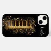 Gouden artistieke piano en muzieknoten Case-Mate iPhone case (Achterkant (horizontaal))