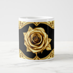 Gouden artistieke rozenontwerp met sierlijke detai grote koffiekop