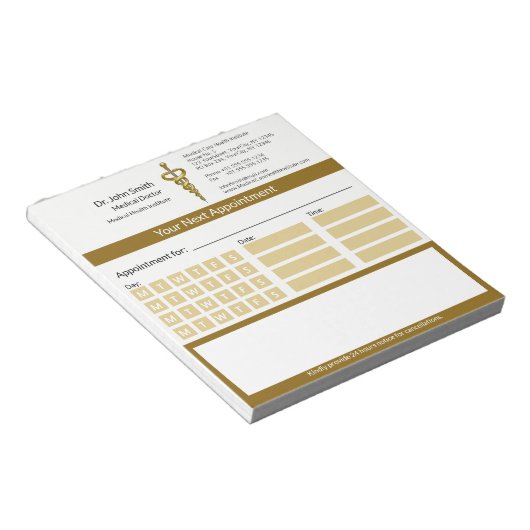 Gouden Asclepius Classy Noble Medische Afspraak Notitieblok (Schuin)