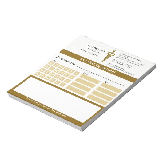 Gouden Asclepius Classy Noble Medische Afspraak Notitieblok (Linkerzijde)