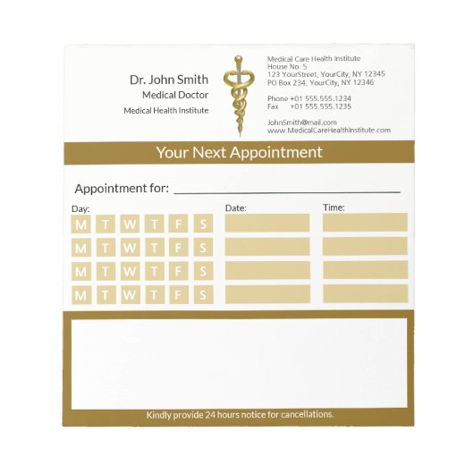 Gouden Asclepius Classy Noble Medische Afspraak Notitieblok (Voorkant)