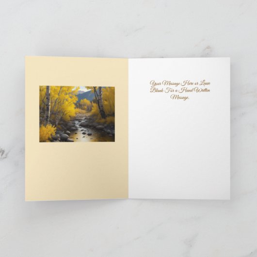 Gouden Aspen Trees Rocky Stream Schilderen 2 Jouw Aankondiging (Binnen)