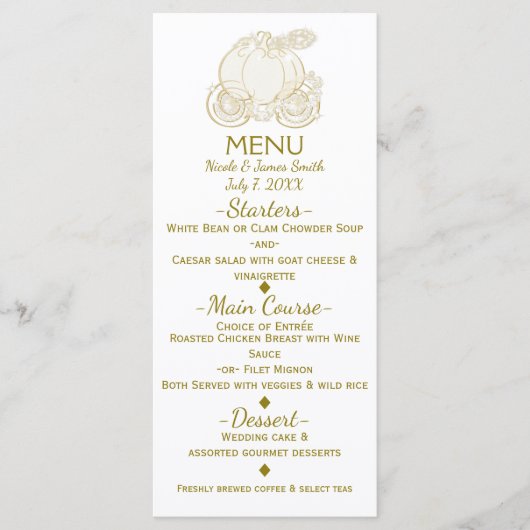 Gouden Assepoester Carriage Princess Sprookjesmenu Menu (Voorkant)
