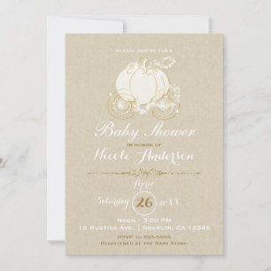 Gouden Assepoester Koets Kraft Moderne Baby Shower Kaart