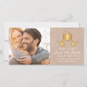 Gouden Assepoester Koets Save the Date Fotokaart (Voorkant)