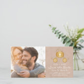 Gouden Assepoester Koets Save the Date Fotokaart (Staand voorkant)