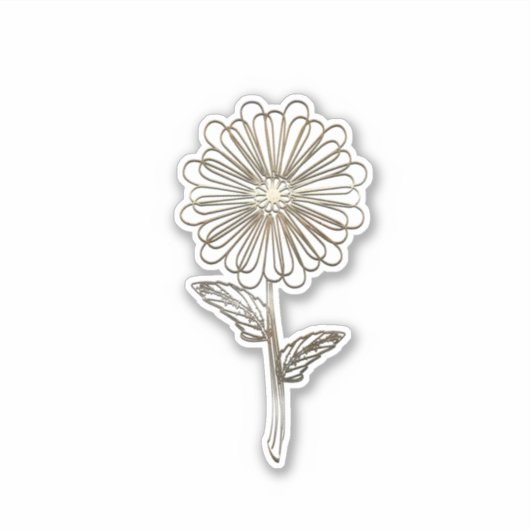 Gouden Aster Bloem Sticker (Voorkant)