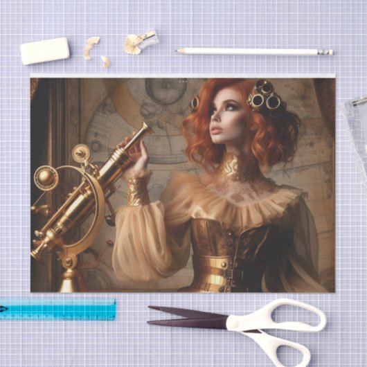 Gouden Astronoom Steampunk Victoriaans Decoupage Tissuepapier (Craft)