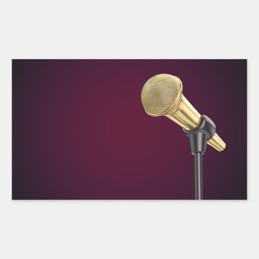 Gouden audio microfoon rechthoekige sticker (Voorkant)