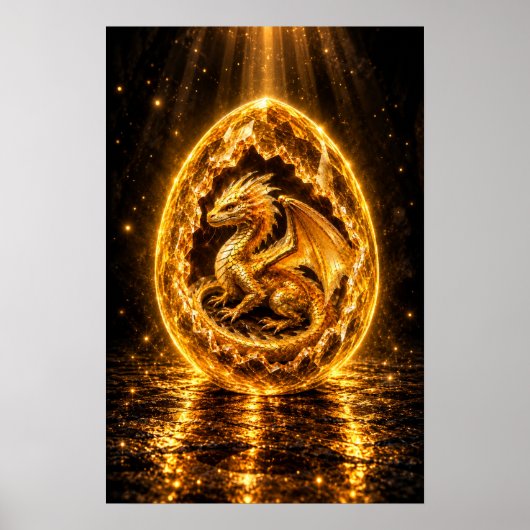 Gouden Aura Drakenei Poster (Voorkant)