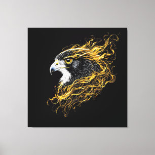 Gouden Aura" Valk Majestueuze Wandkunst Canvas Afdruk
