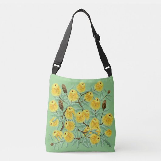 Gouden Australische banksia bloemen Crossbody Tas (Voorkant)