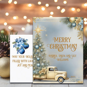 gouden auto kerstboom gouden glitter briefkaart