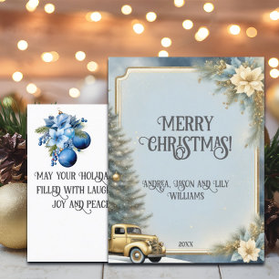 gouden auto kerstboom gouden glitter briefkaart