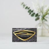 Gouden Auto Logo | Black Marble Luxury Visitekaartje (Staand voorkant)