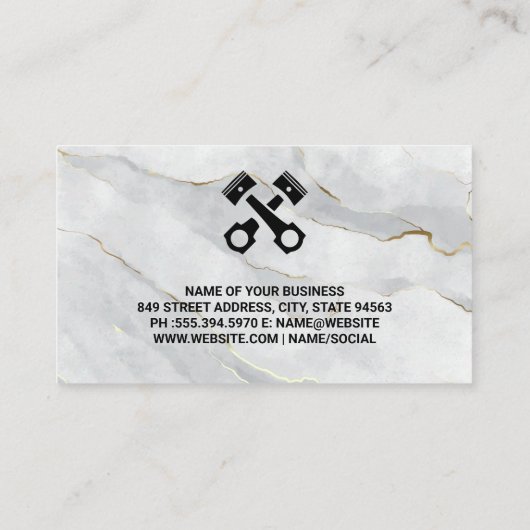 Gouden Auto | Marmeren Achtergrond Visitekaartje (Achterkant)