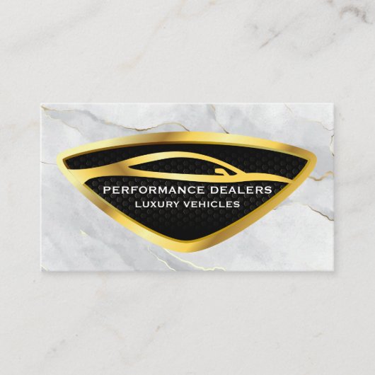 Gouden Auto | Marmeren Achtergrond Visitekaartje (Voorkant)
