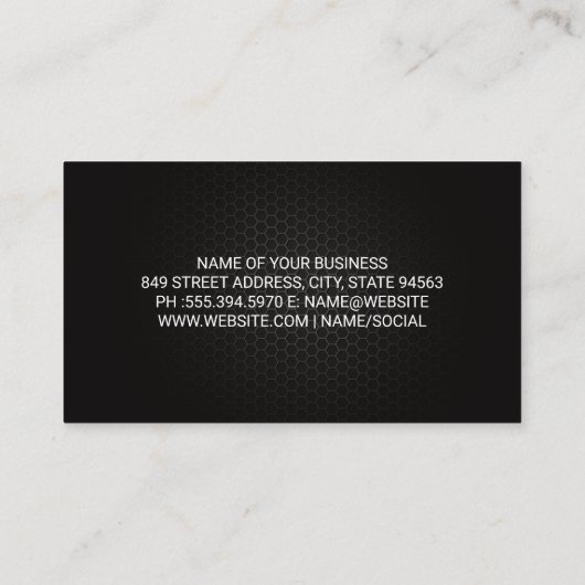 Gouden Auto Wrench Logo | koolstofvezel Visitekaartje (Achterkant)