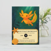 Gouden Axolotl in Moonlit Pond Verjaardag Kaart (Staand voorkant)