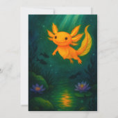 Gouden Axolotl in Moonlit Pond Verjaardag Kaart (Achterkant)