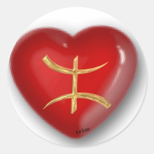 Gouden azarood hart ronde sticker (Voorkant)