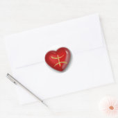 Gouden azarood hart ronde sticker (Envelop)