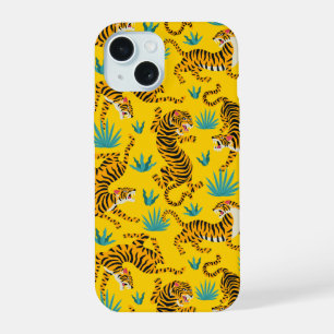 Gouden Aziatische Tijger Patroon iPhone 15 Case