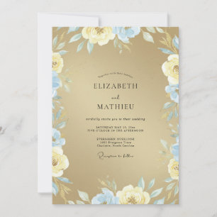 Gouden Azure Bloom Bruiloft Kaart