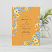 Gouden Azure Geschilderde Bruiloft Kaart (Staand voorkant)