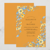 Gouden Azure Geschilderde Bruiloft Kaart (Voorkant / Achterkant)