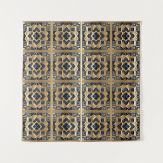 Gouden Azure Marokkaanse geometrische muur Art Pan Wandkleed