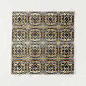 Gouden Azure Marokkaanse geometrische muur Art Pan Wandkleed (Voorkant)