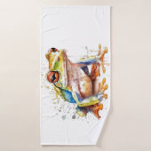 gouden azuurblauwe boomkikker badhanddoek (Badhanddoek)