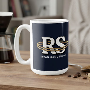Gouden baan monogram initiaal elke kleur ID1331 Koffiemok