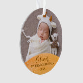 Gouden Baby 1e Kerst Custom Photo Ornament (voorkant)