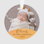 Gouden Baby 1e Kerst Custom Photo Ornament (voorkant)