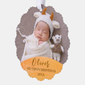 Gouden Baby 1e Kerst Custom Photo Ornament (Links)