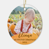 Gouden Baby 2e Kerstwarm Quote Foto Keramisch Ornament (Links)