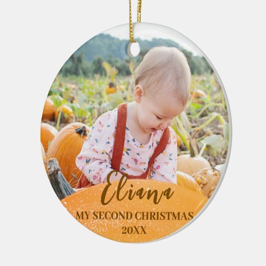 Gouden Baby 2e Kerstwarm Quote Foto Keramisch Ornament (Links)