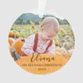 Gouden Baby 2e Kerstwarm Quote Foto Ornament (voorkant)