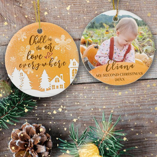 Gouden Baby 2e Kerstwarm Quote Foto Ornament