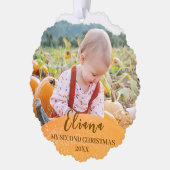 Gouden Baby 2e Kerstwarm Quote Foto Ornament Kaart (Links)